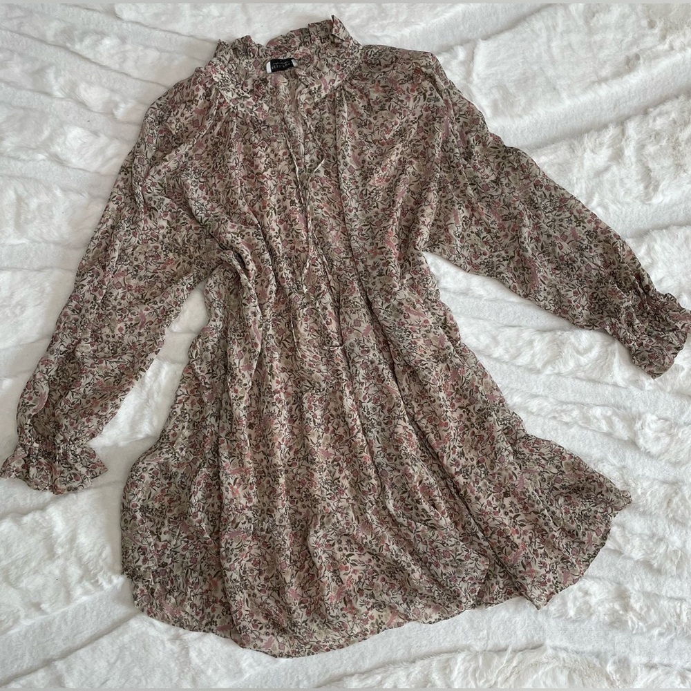 Dress Forum Tan and Brown Long Sleeve Sundress